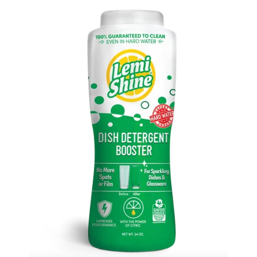LEMI SHINE Dish Detergent Booster Powder, Fresh Lemon Scent, 24oz